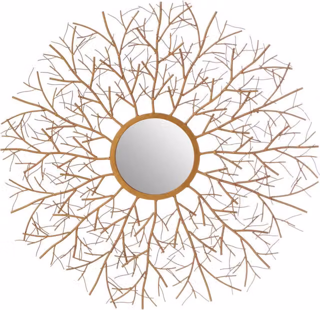 Orsina Round Metal Wall Mirror in Gold