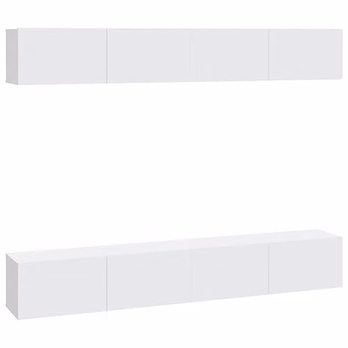 vidaXL Set of 4 White Wall TV Cabinets, W/D/H: 100 x 30 x 30 cm