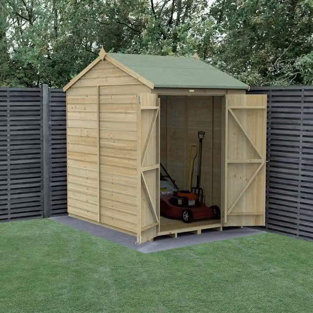 Beckwood Forest Garden Reverse Apex Wood Shed in Green and Brown with Gable Roof and Floor Lock