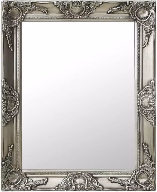Berkfield Home Antique Baroque Style Rectangular Wall Mirror, Silver, W: 50 cm, H: 60 cm – 1