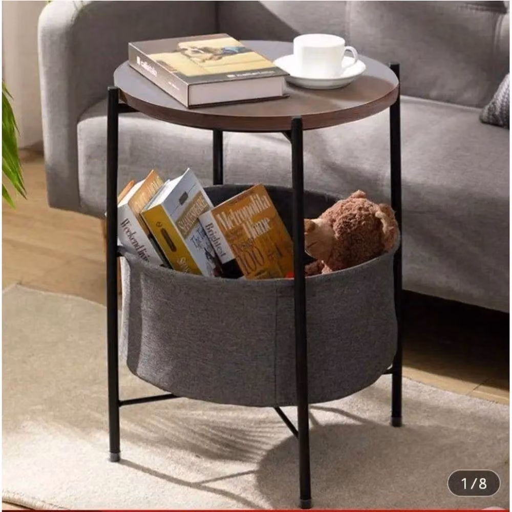 KORVIXA Round Vintage Brown Multi-Functional Coffee Table with Storage Bag – 2