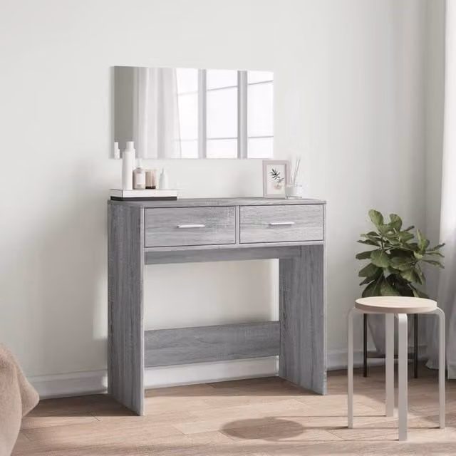 Berkfield Home Modern Dressing Table with Mirror in Grey Sonoma, W: 80 cm, D: 39 cm, H: 80 cm – 1