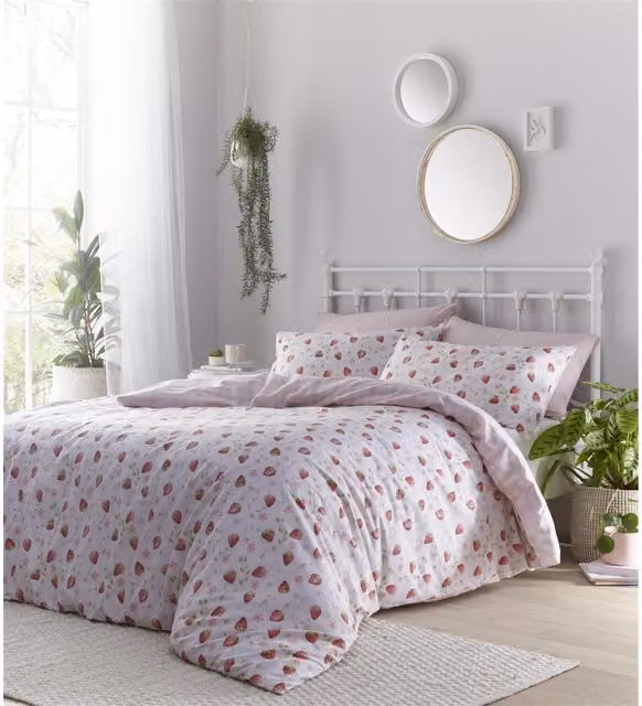 Portfolio Home Pink Floral Reversible Duvet Cover Set, W/D/H: 90 x 200 cm