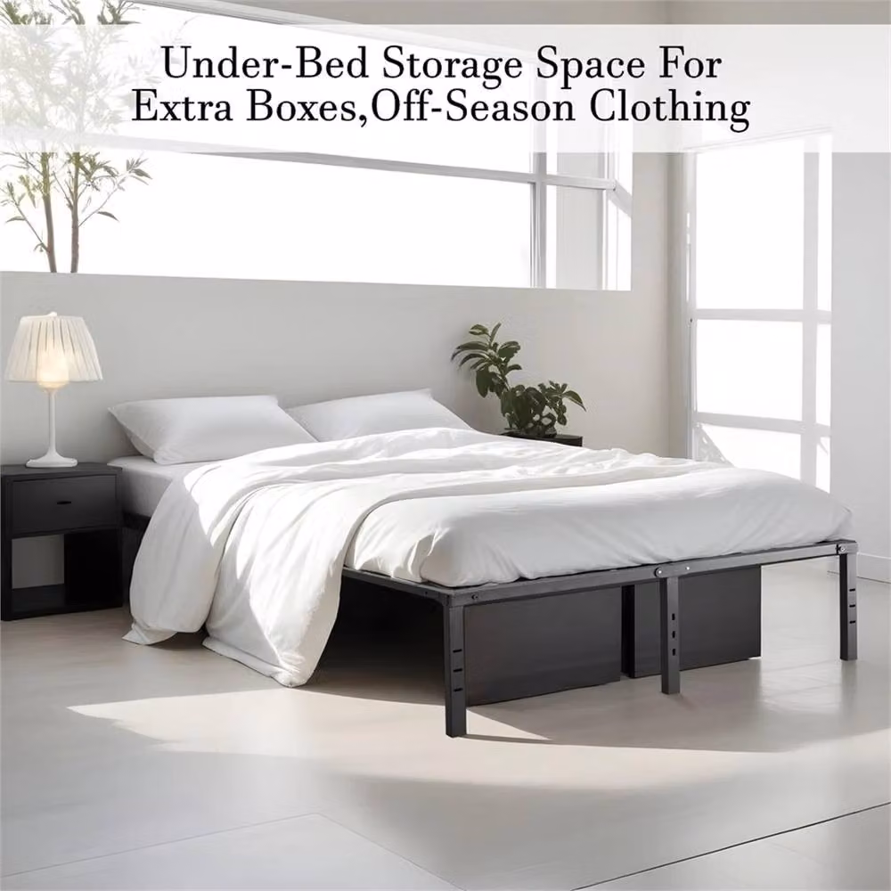 Nordara Modern Metal Double Bed Frame in Black, 140 x 200 cm – 4