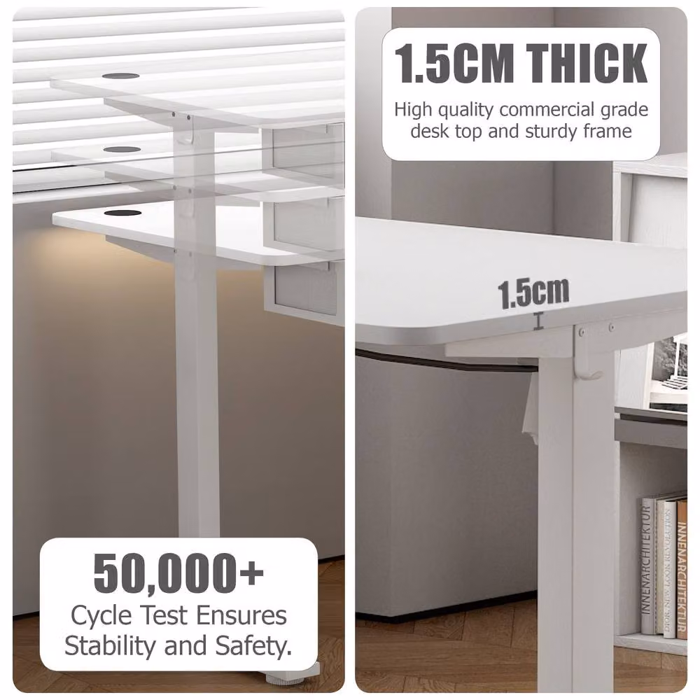 MCC Direct Electric Height Adjustable Standing and Sitting Computer Desk in White, Width: 100 cm – 5