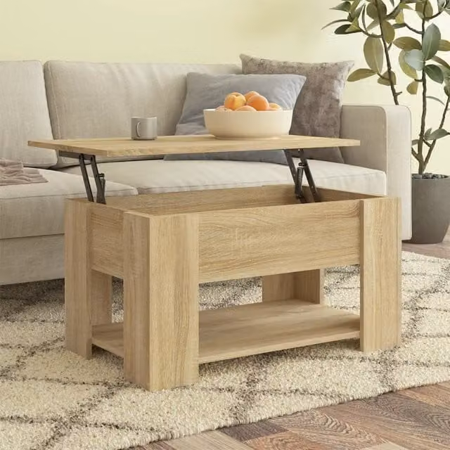 Berkfield Home Modern Sonoma Oak Coffee Table in Brown, W: 79 cm, D: 49 cm, H: 41 cm