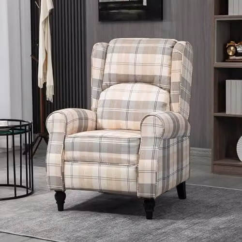 HOMCOM Wingback Recliner Armchair in Beige with Rubberwood Legs and Metal Frame for your Living Room – 2