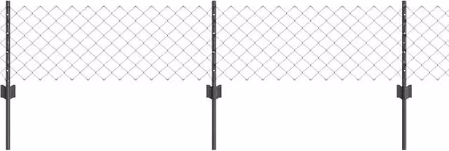 Berkfield Home Grey Galvanised Steel Chain Link Fence with 10 Round In-ground U Posts, W: 10 m, H: 0.4 m – 1