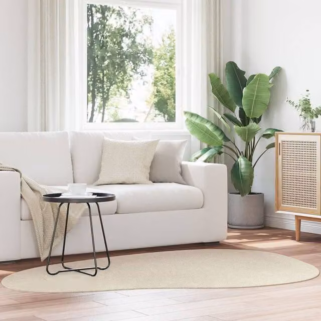 Berkfield Home Beige Polyester Non-slip Modern Area Rug, W: 140 cm x D: 200 cm