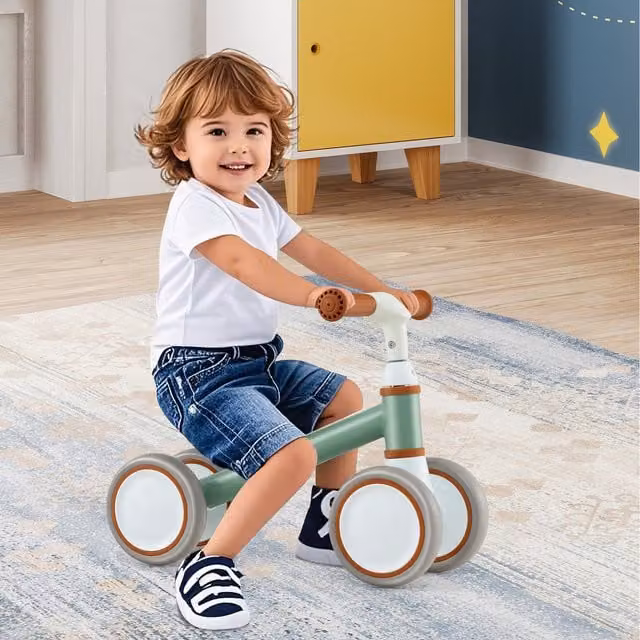Costway Height Adjustable Baby Balance Bike in Green