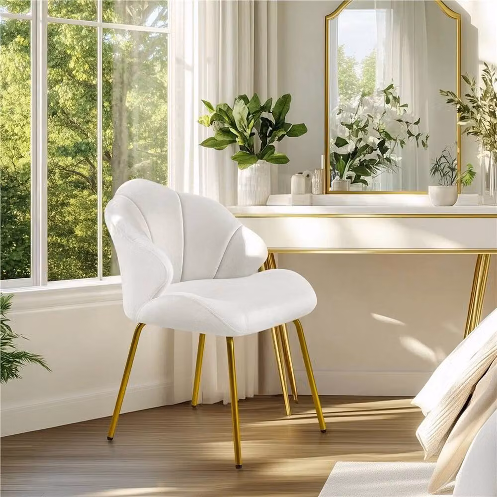 KORVIXA White Velvet Shell Accent Chair, W/D/H: 100 x 100 x 78 cm – 2
