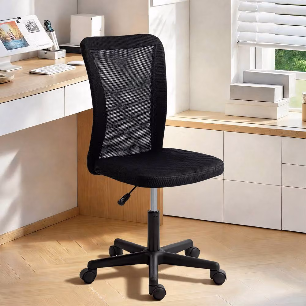 STILVORA Black Fabric Task Chair with 360 Degree Swivel and Castors for Home Office – 3