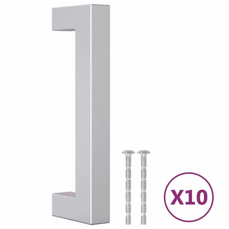 Berkfield Home 10 pack of silver brushed stainless steel bar cabinet handles, 96 mm
