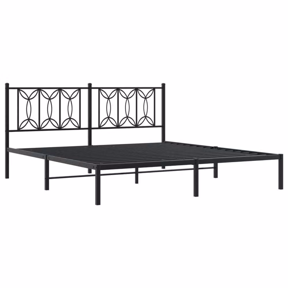 Berkfield Home Metal Bed Frame with Headboard, Black, W: 183 cm, L: 213 cm – 3