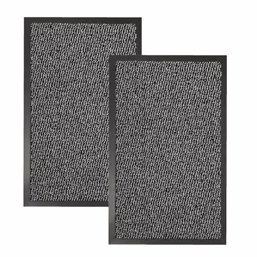 KAV Non-Slip Washable Dirt Trapper Door Mat, Grey, Pack of 2, W: 40 cm, D: 60 cm – 1