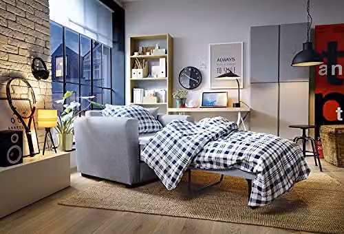 Abakus Direct Olly Single Sofa Bed in Light Grey Velvet Fabric – 3