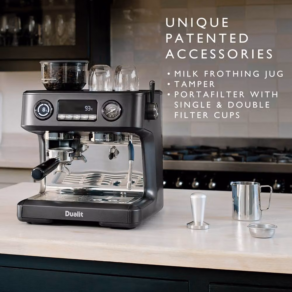 Dualit Espressivo Pro Espresso Coffee Machine with Built-In Burr Grinder in Grey – 6