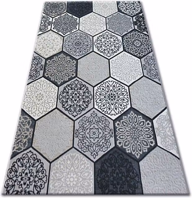 RugsX Lisboa Geometric Grey Modern Hand Knotted Rectangular Rug W: 80 cm, L: 150 cm – 1