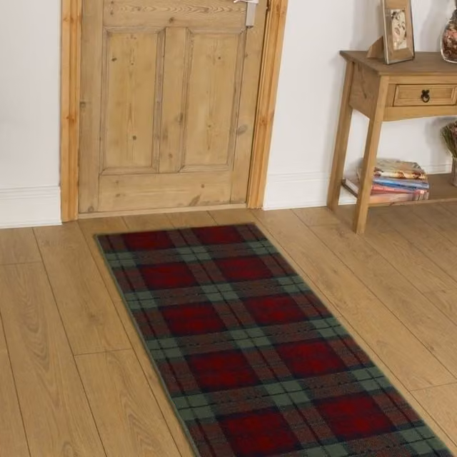 runrug Tartan Hallway Runner Rug in Red and Green, W: 70 cm, L: 180 cm – 5