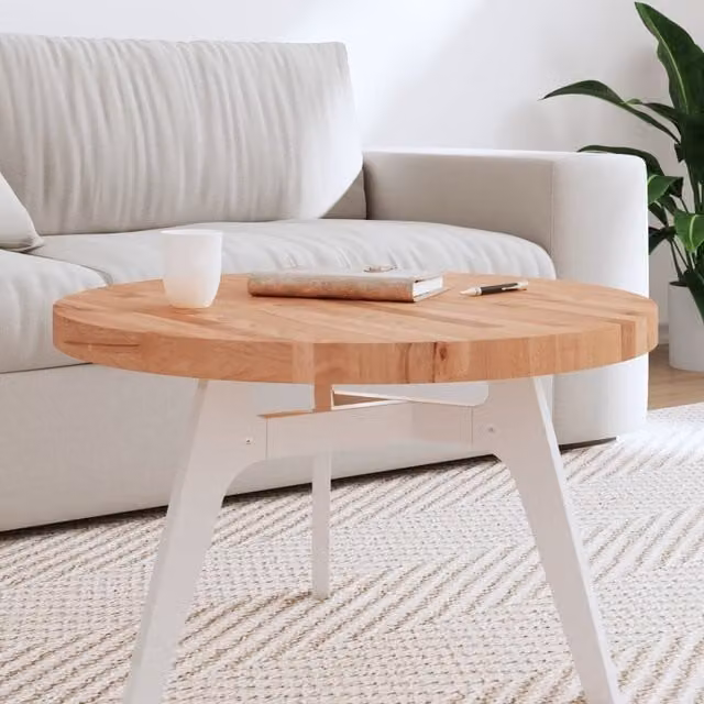 Berkfield Home Round Solid Beech Wood Table Top, Brown, Diameter: 70 cm, Height: 4 cm – 1