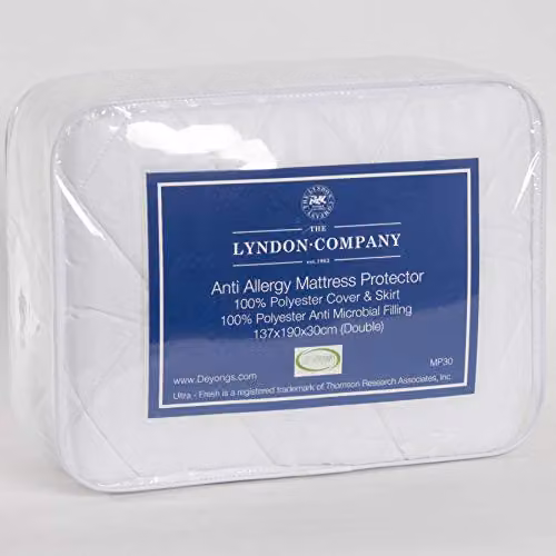 The Lyndon Company Anti-Allergy Quilted Mattress Protector, White, W/D/H: 182 x 200 x 30 cm – 2