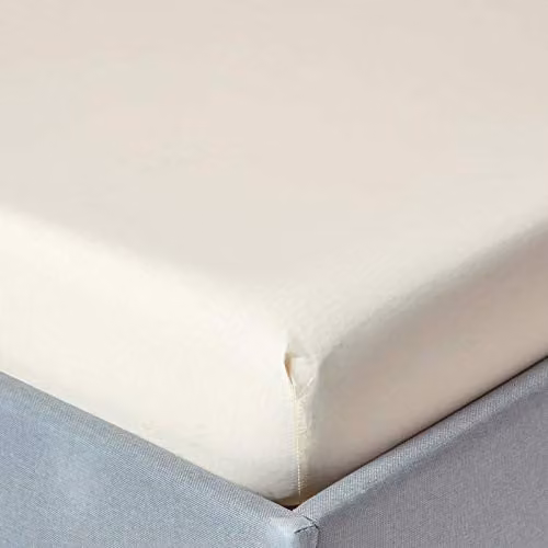 Homescapes Cream Egyptian Cotton Percale Fitted Sheet, Double 140 x 200 cm