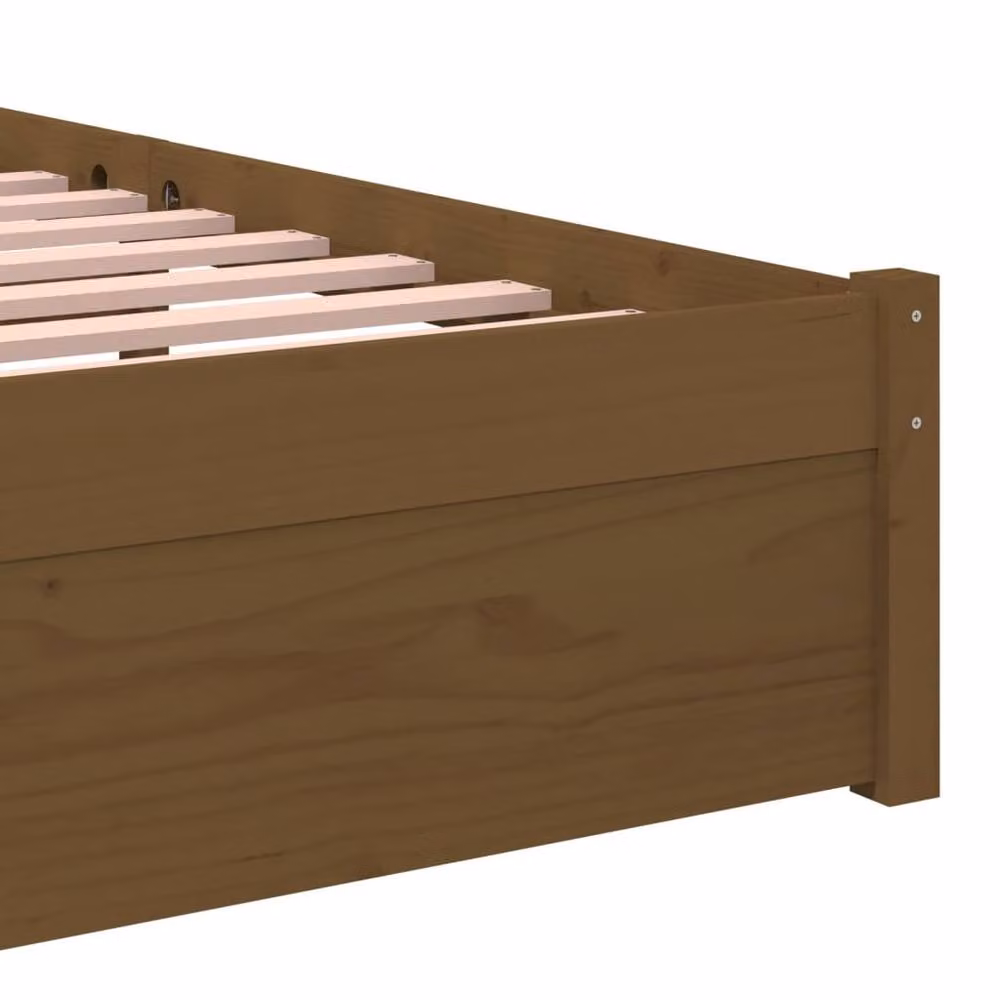 Berkfield Home Beautiful Solid Wood Pine Bed Frame in Brown, W/D/H: 90 x 200 x 31 cm – 4