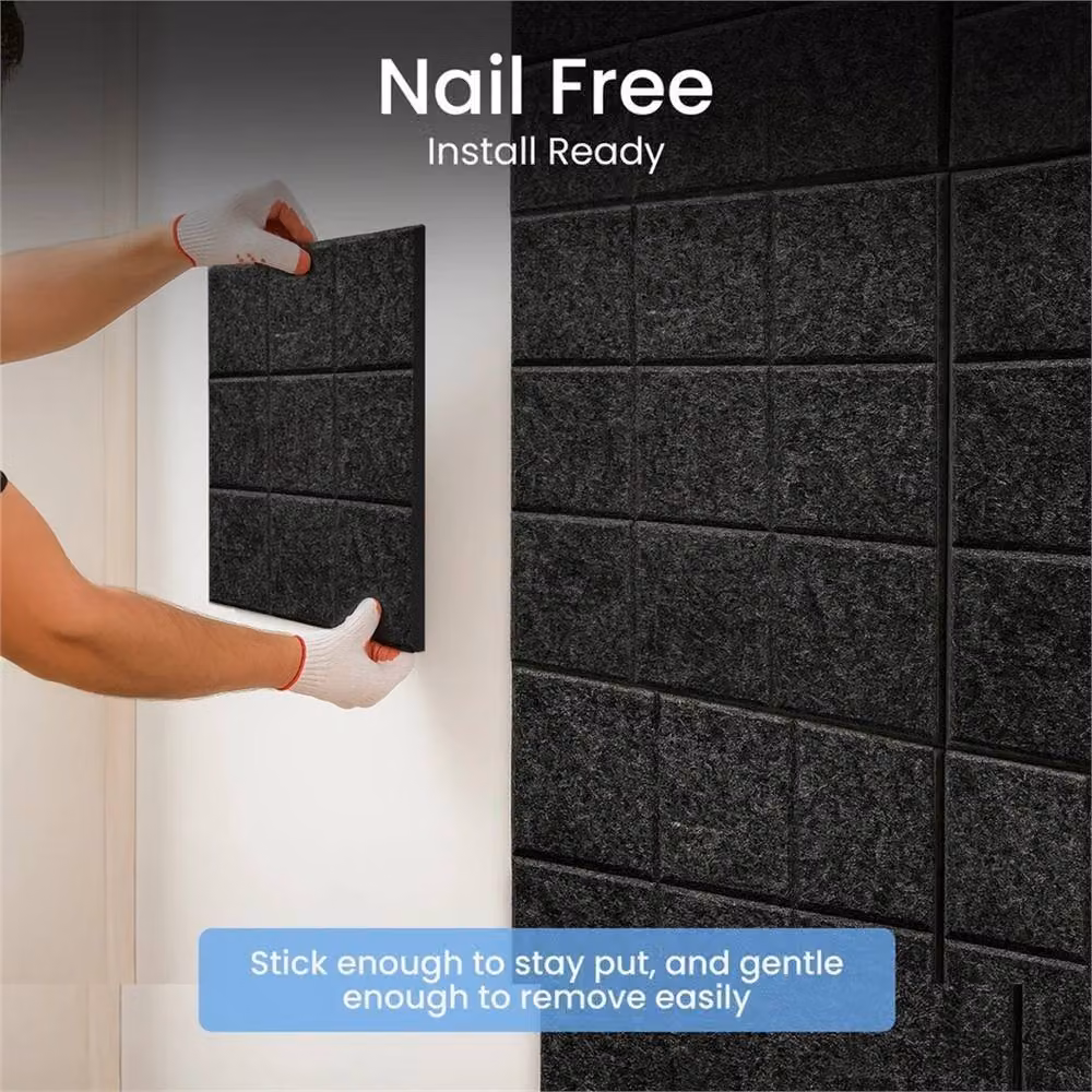 SPETLEK 6 Pcs Felt Board Tiles with 30 Pins in Dark Grey and Black, W/D/H: 30 x 30 x 30 cm – 4