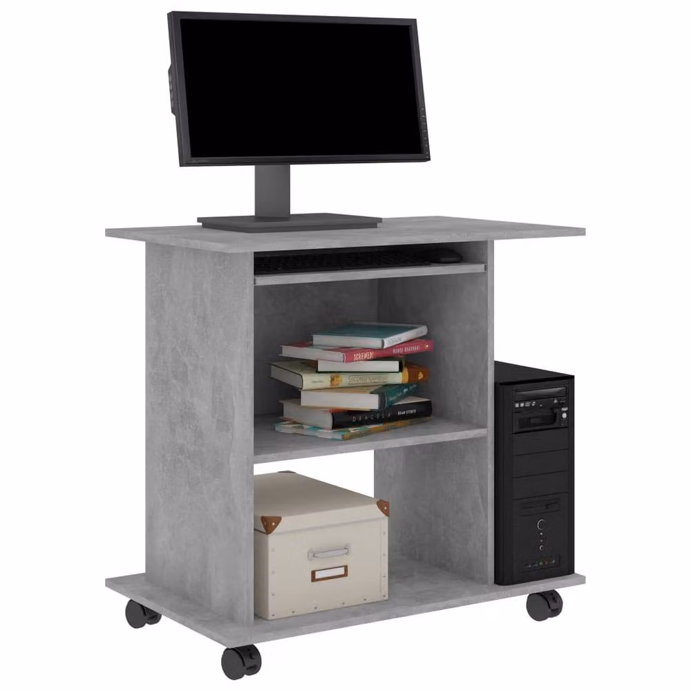 Berkfield Home Computer Desk in Concrete Grey, W/D/H: 80 x 50 x 75 cm – 2