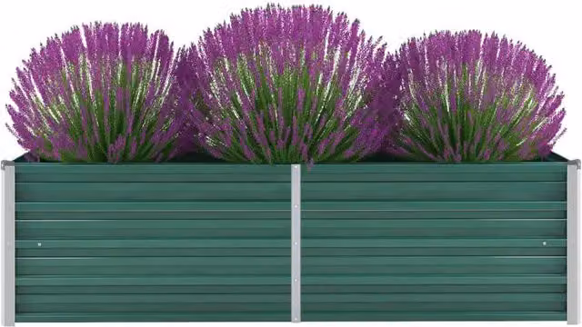 Berkfield Home Garden Galvanised Steel Raised Bed in Green, W/D/H: 160 x 40 x 45 cm