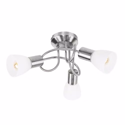 ValueLights Kololi 3 Way Silver and Chrome Ceiling Bar Light with White Glass Shades