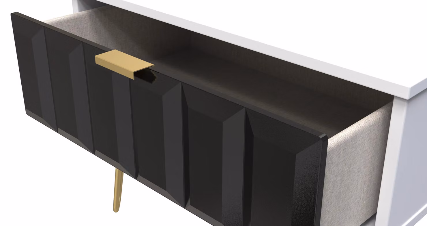 Ready Assembled 2 U Metro 1 Drawer Wide Side Table in True Black – 3
