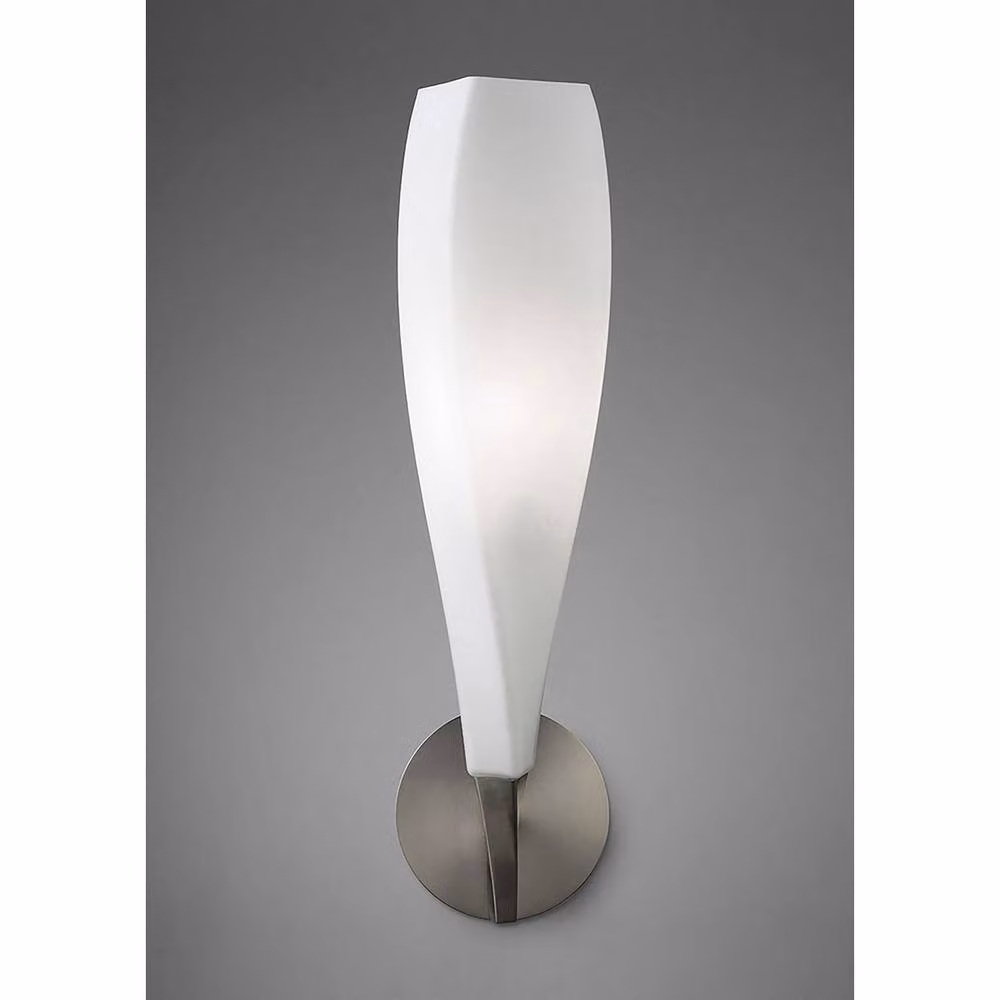 Netlighting Neo Wall Lamp with Switched E27 Socket in Satin Nickel and Frosted White Glass – 2