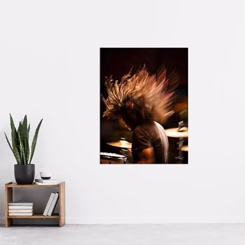 Artery8 Drummer Action Photograph Mid-Performance Hard Rock Music Wall Art Poster Print, Multicolour, W: 81.0 cm, H: 61.0 cm – 4