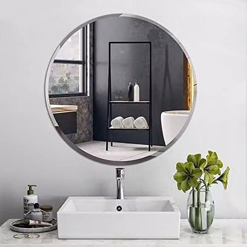 DEENZ Round LED Wall Mounted Mirror in Beige, W/D: 40 x 40 cm – 3