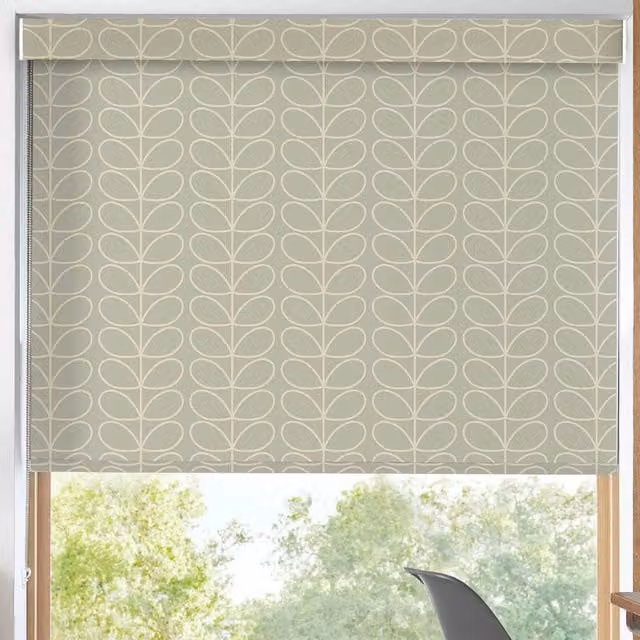 Orla Kiely Linear Stem Made to Measure Blackout Roller Blind in Pebble Beige