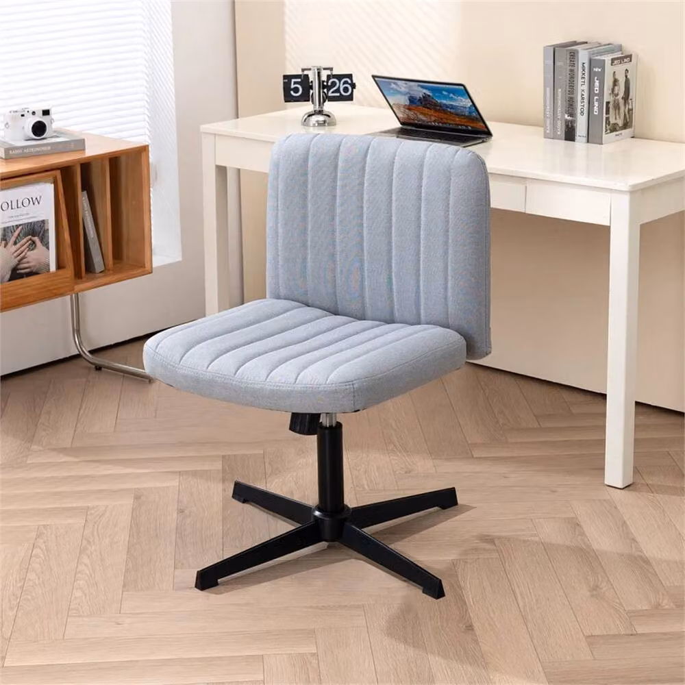 Hinsinc Grey Fabric Armless Task Chair with Padded Seat and 360 Degree Swivel – 2
