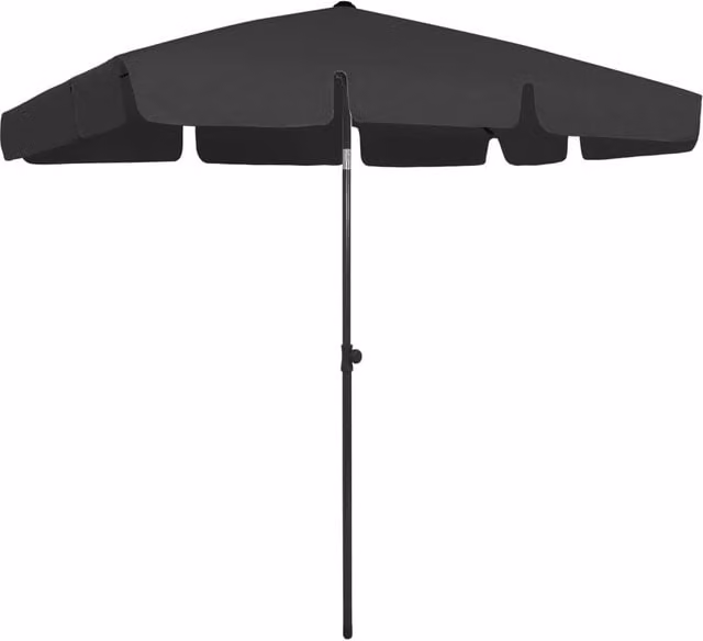Berkfield Home Black Polyester Beach Umbrella W/D/H: 200 x 125 cm