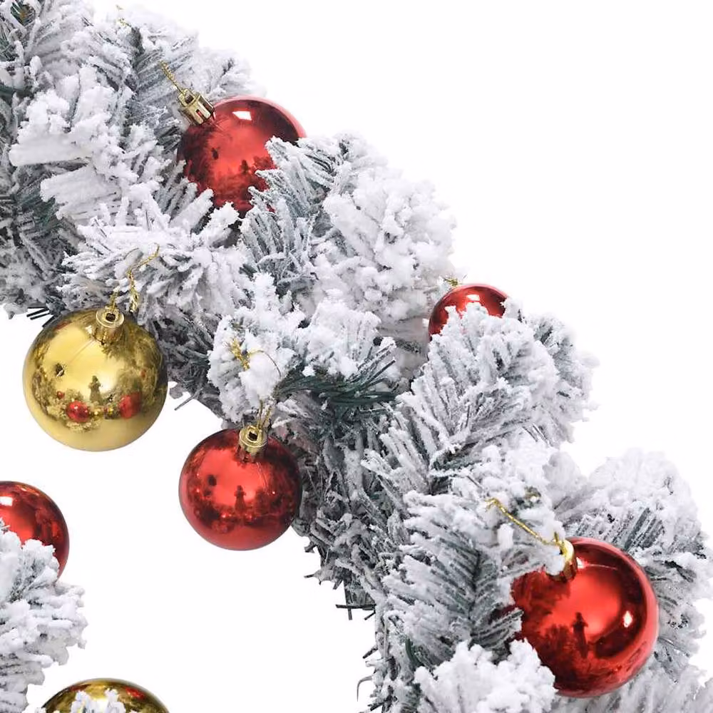 Berkfield Home Christmas Garland with Baubles and LED Lights, Green, 5 m, PVC – 3