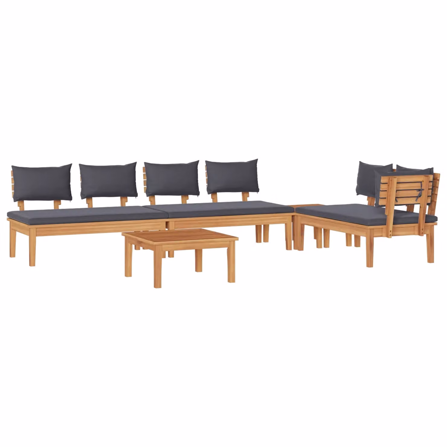 Berkfield Home 5 Piece Modern Garden Dining Set with Cushions in Brown Solid Teak and Acacia Wood – 2