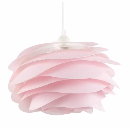 Happy Homewares Modern Pink Wavy Rippled Pendant Ceiling Light Shade, W: 33 cm, H: 20 cm