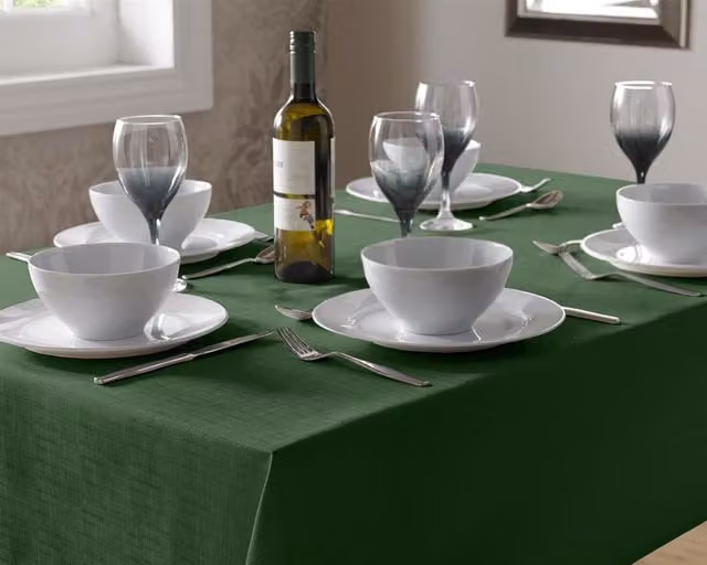 Luxury Living Round Linen-Look Tablecloth in Green, Diameter: 85 cm – 1