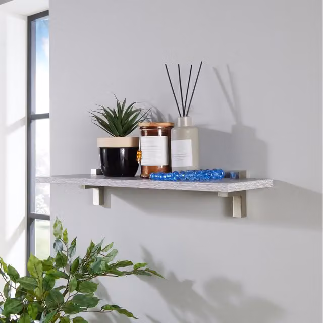 Core Products Ltd Lavant Slim Shelf Kit with L-shape Metal Brackets in Grey Oak