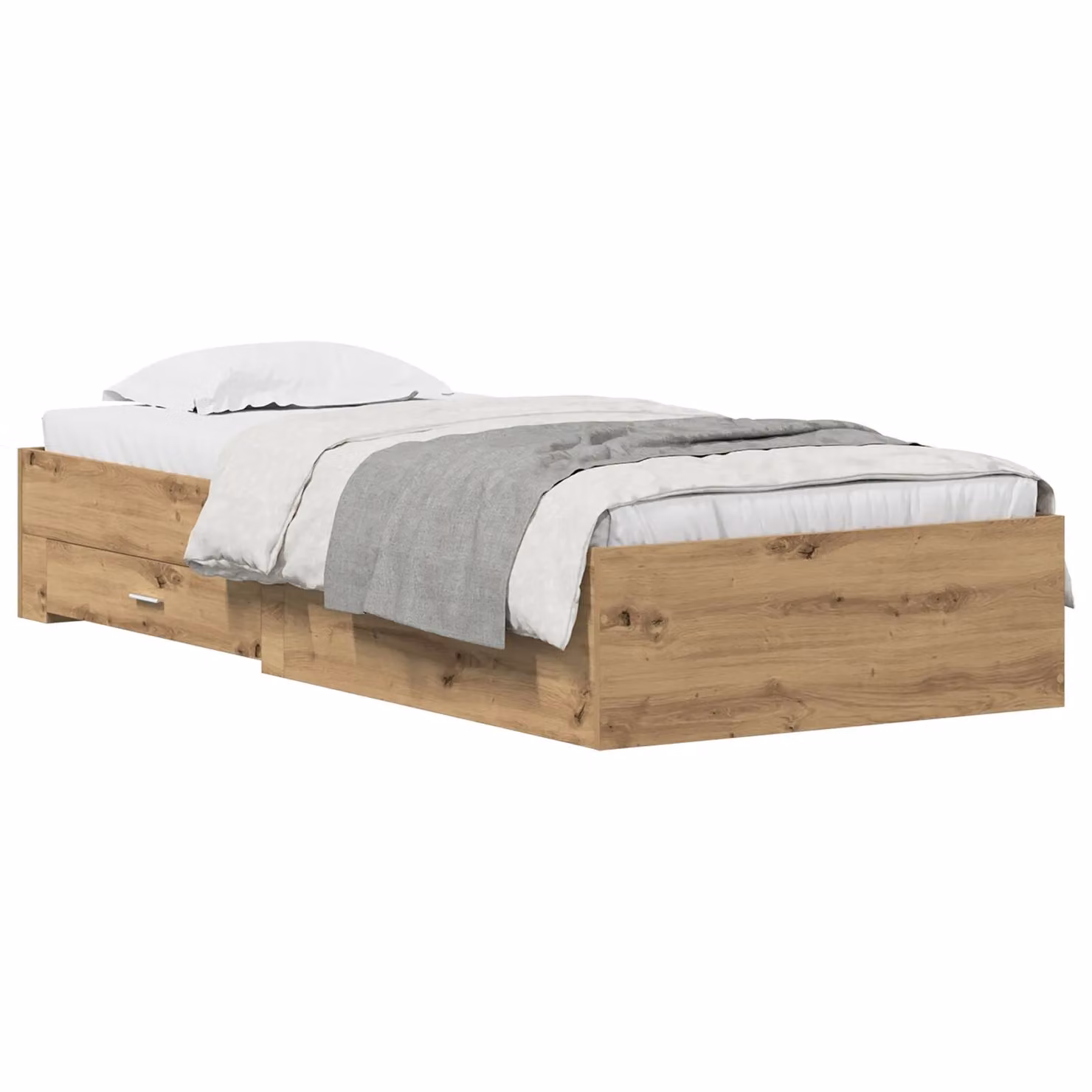 Berkfield Home Artisan Oak Bed Frame in Brown, Engineered Wood, W/D/H: 90 x 190 cm – 2