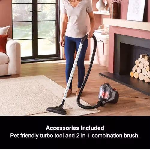 Morphy Richards PowerSphere Cylinder Vacuum, 2L, Grey and Red, Bagless with HEPA Filter and Turbo Brush – 9