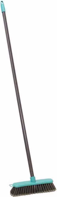 JVL Lightweight Indoor Angled Soft Bristle Sweeping Broom in Grey and Turquoise