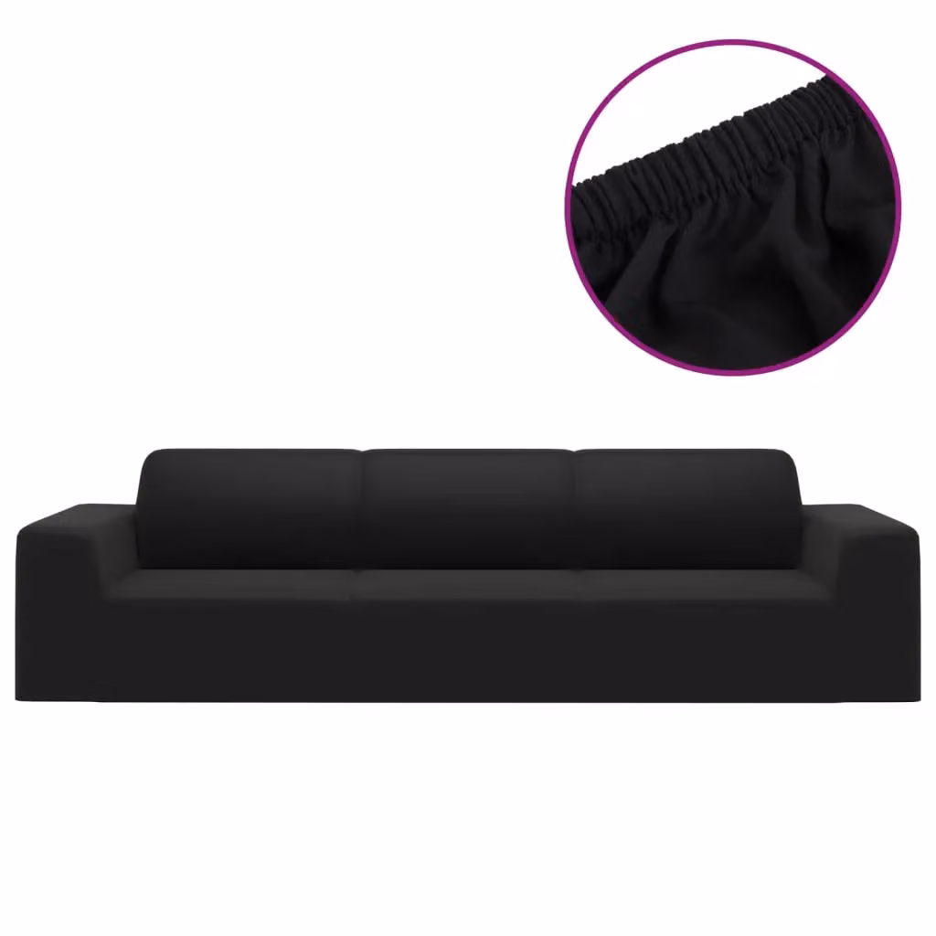 Berkfield Home 4-Seater Stretch Couch Slipcover in Black Polyester Jersey – 2