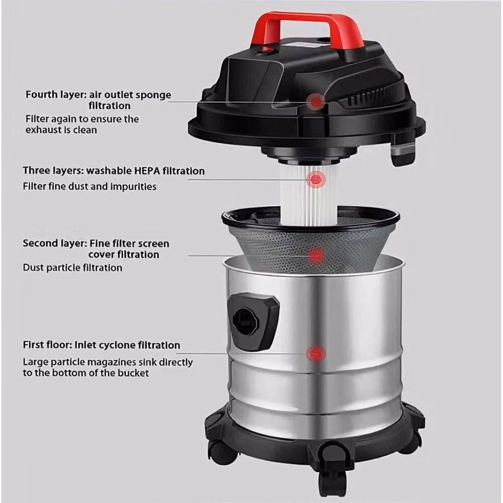 Kelvenix Heavy Duty Wet and Dry Vacuum Cleaner in Silver with Blow Function and Stainless Steel Construction – 4