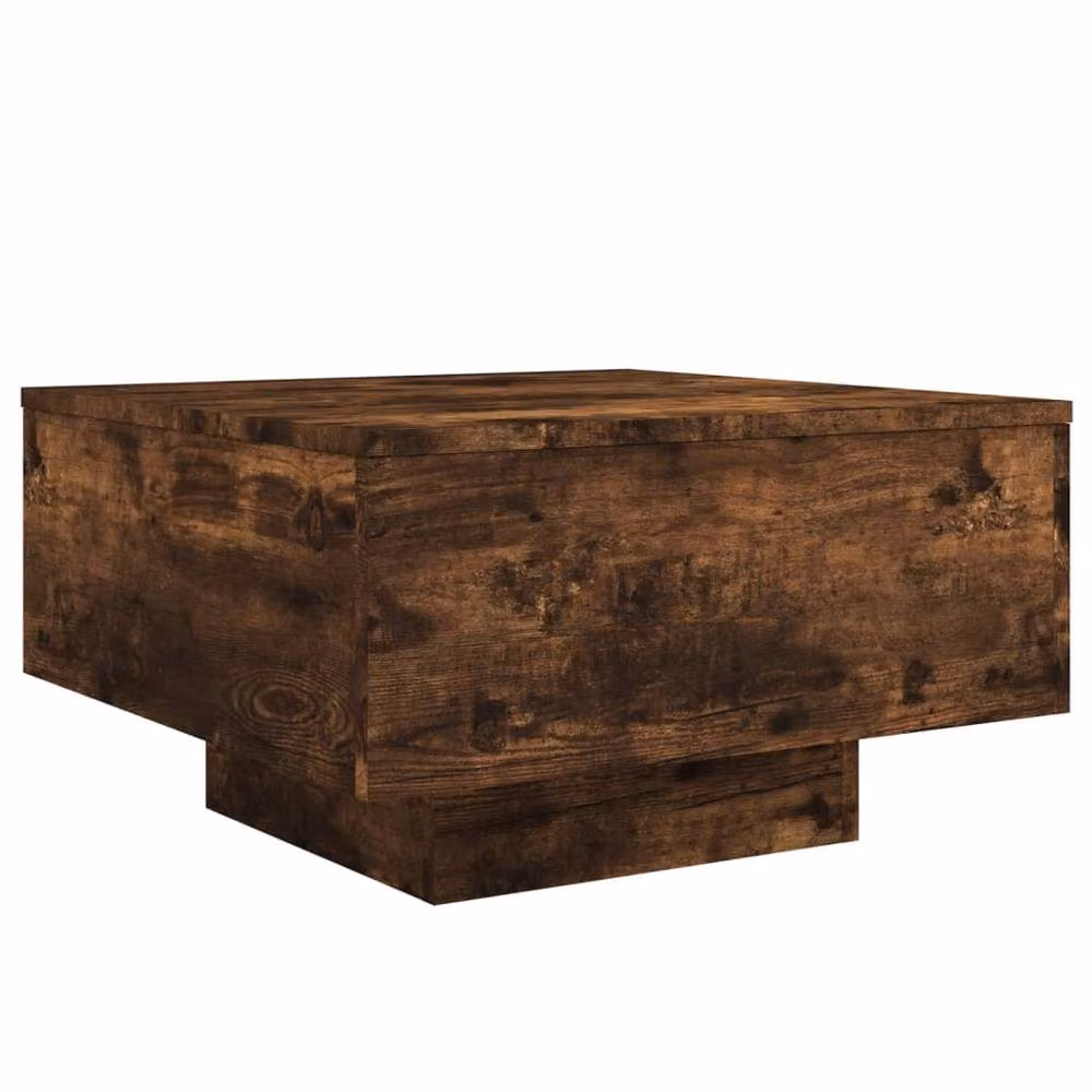 Berkfield Home Modern Square Coffee Table with LED Lights in Smoked Oak Brown, W/D/H: 55 x 55 x 31 cm – 3