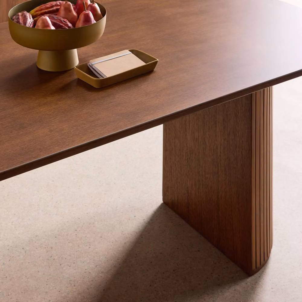 sweeek Oval Dining Table in Dark Brown Rubberwood and Oak Veneer, W: 200 cm, H: 75 cm, D: 90 cm – 3